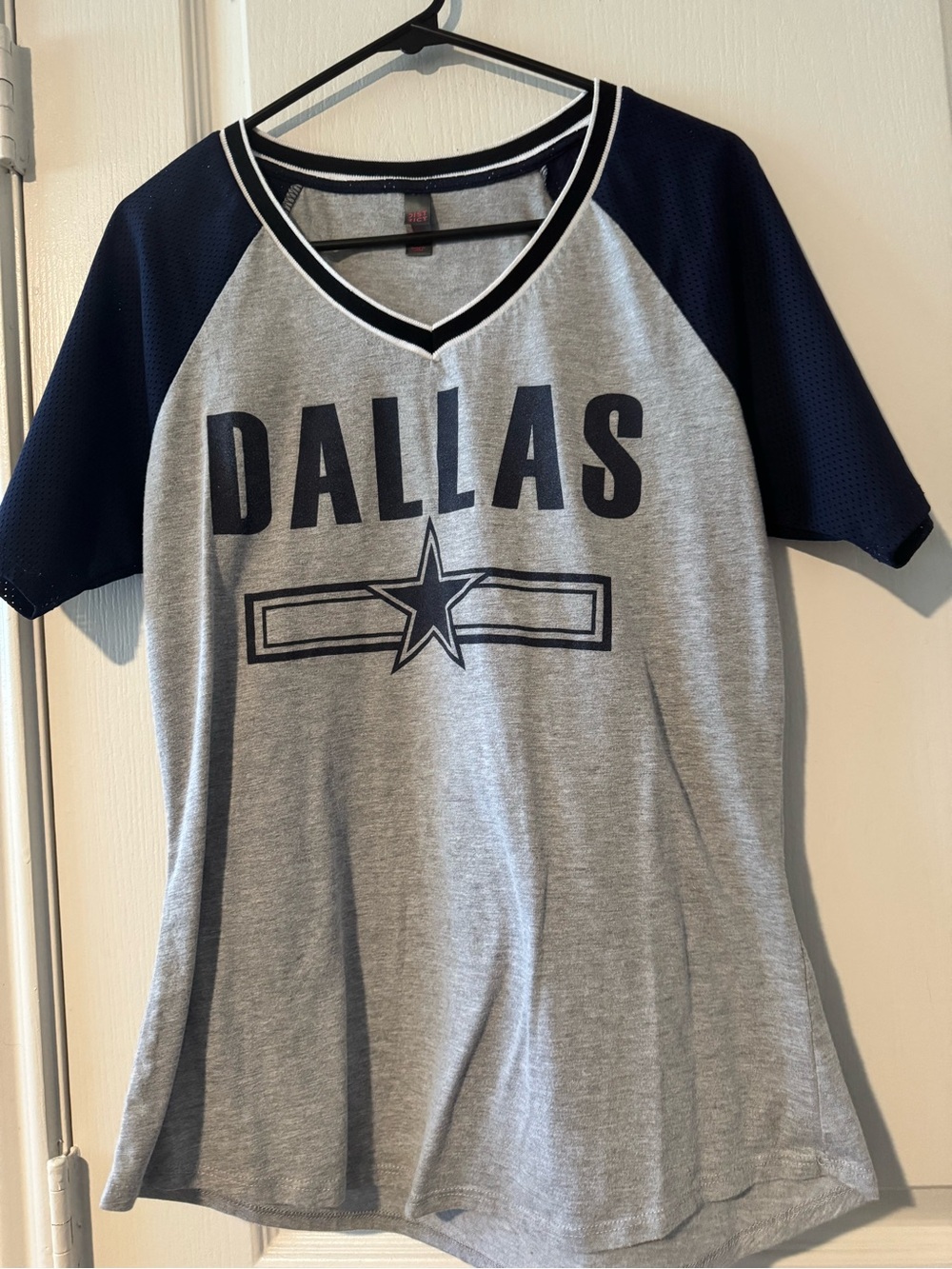 District Gray Tee with Navy and White Trim